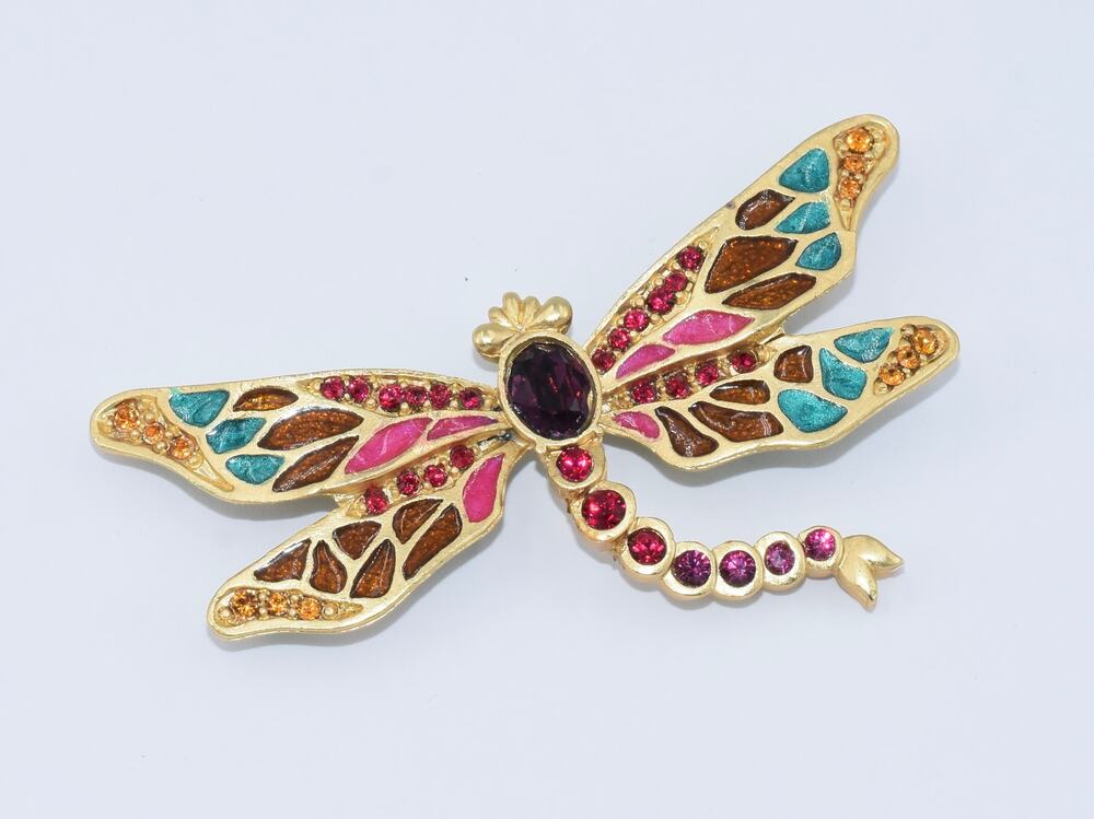 Jay Strongwater Large Dragonfly Swarovski Crystals Brooch